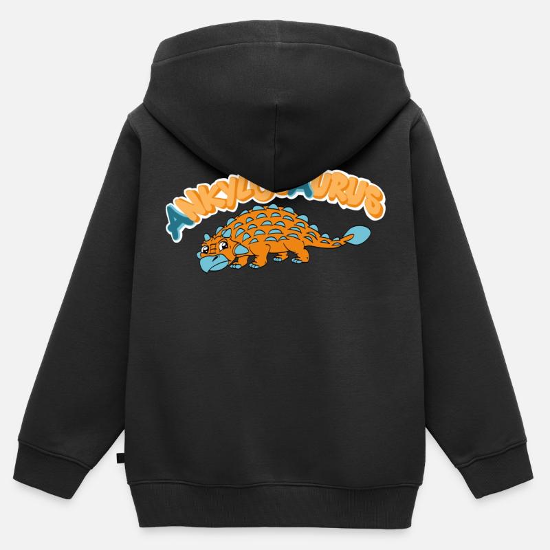 Ankylosaure - Sweat Premium à capuche zippé enfant bio - noir