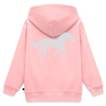 Rennendes Pferd Silhouette Design - Kinder Premium Organic Zip Hoodie - Rosa - Hinten - AI Model Kid Female (0cm)