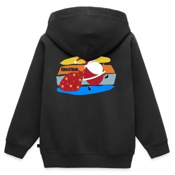 Weihnachtsmann - Kinder Premium Organic Zip Hoodie - Schwarz - Hinten - AI Model Kid Male (0cm)