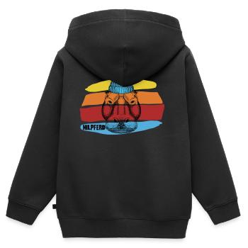 Nilpferd - Kinder Premium Organic Zip Hoodie - Schwarz - Hinten - AI Model Kid Male (0cm)