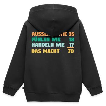 Siebzig Siebzigster 70 Jahre Geburtstag - Kinder Premium Organic Zip Hoodie - Schwarz - Hinten - AI Model Kid Male (0cm)