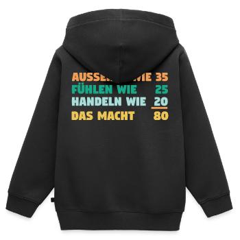 Achtzig Achtzigster 80 Jahre Geburtstag - Kinder Premium Organic Zip Hoodie - Schwarz - Hinten - AI Model Kid Male (0cm)