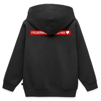 Feuerwehrfrau mit Herz - Kinder Premium Organic Zip Hoodie - Schwarz - Hinten - AI Model Kid Male (0cm)