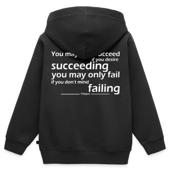 Sie können nur erfolgreich sein, wenn Sie Erfolg haben wollen - Kinder Premium Organic Zip Hoodie - Schwarz - Hinten - AI Model Kid Male (0cm)