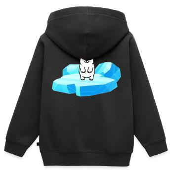 Süsser kleiner Eisbär auf einer Eisscholle - Kinder Premium Organic Zip Hoodie - Schwarz - Hinten - AI Model Kid Male (0cm)
