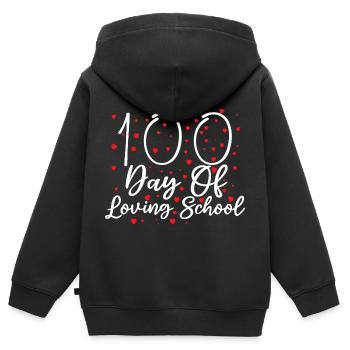 100 Jours D’école Aimante | 100 Jours D’école - Sweat Premium à capuche zippé enfant bio - noir - Dos - AI Model Kid Male (0cm)