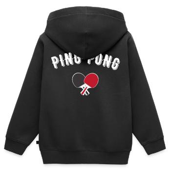 ping pong - Sweat Premium à capuche zippé enfant bio - noir - Dos - AI Model Kid Male (0cm)