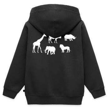 Safari Zoo Animal Safari Zoo - Kinder Premium Organic Zip Hoodie - Schwarz - Hinten - AI Model Kid Male (0cm)