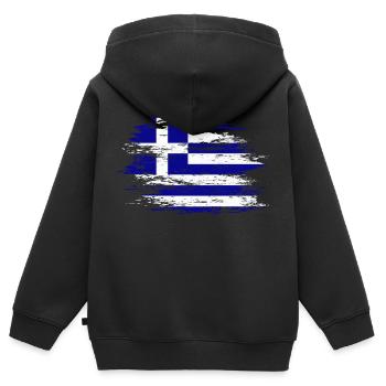 Griechenland Flagge used - Kinder Premium Organic Zip Hoodie - Schwarz - Hinten - AI Model Kid Male (0cm)