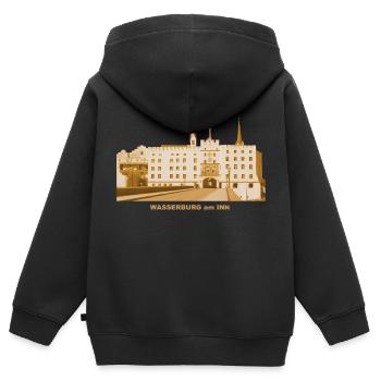 Wasserburg am Inn Brucktor Rosenheim Oberbayern - Kinder Premium Organic Zip Hoodie - Schwarz - Hinten - AI Model Kid Male (0cm)