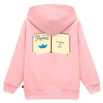 Livre ouvert avec papier - Sweat Premium à capuche zippé enfant bio - rose - Dos - AI Model Kid Female (0cm)
