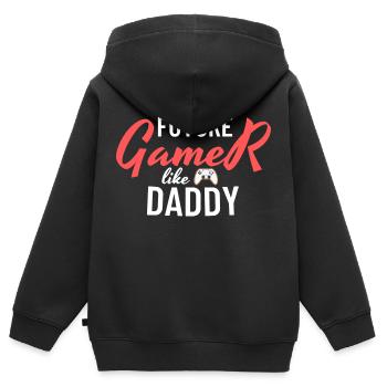 Joueur comme papa - Sweat Premium à capuche zippé enfant bio - noir - Dos - AI Model Kid Male (0cm)