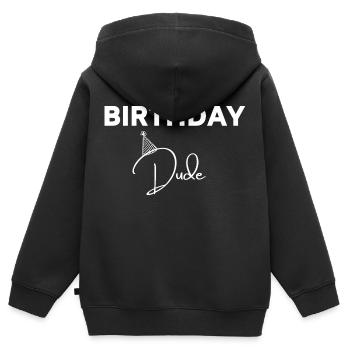 Geburtstags-Typ - Kinder Premium Organic Zip Hoodie - Schwarz - Hinten - AI Model Kid Male (0cm)