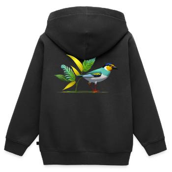 Vogel - Kinder Premium Organic Zip Hoodie - Schwarz - Hinten - AI Model Kid Male (0cm)