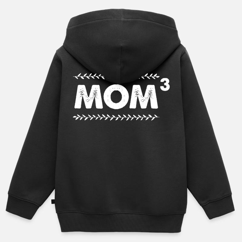 Mor til tre mor mor Tre børn mor - Premium børne zip-hættetrøje økologisk - sort
