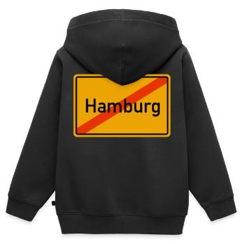 Hamburg Ortsausgang - Kinder Premium Organic Zip Hoodie - Schwarz - Hinten - AI Model Kid Male (0cm)