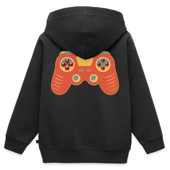 Controller Vintage Retro - Kinder Premium Organic Zip Hoodie - Schwarz - Hinten - AI Model Kid Male (0cm)