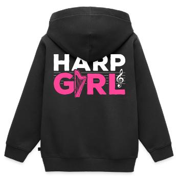 Harfenmädchen Harfen - Kinder Premium Organic Zip Hoodie - Schwarz - Hinten - AI Model Kid Male (0cm)