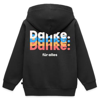 Black and Beige Colorful Typography T Shirt 1 1 - Kinder Premium Organic Zip Hoodie - Schwarz - Hinten - AI Model Kid Male (0cm)