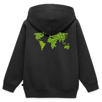 Green World Map - Kinder Premium Organic Zip Hoodie - Schwarz - Hinten - AI Model Kid Male (0cm)