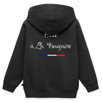 Chic à la française - Sweat Premium à capuche zippé enfant bio - noir - Dos - AI Model Kid Male (0cm)