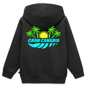 gran canaria - Kinder Premium Organic Zip Hoodie - Schwarz - Hinten - AI Model Kid Male (0cm)