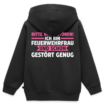 Feuerwehr Feuerwehrfrau - Kinder Premium Organic Zip Hoodie - Schwarz - Hinten - AI Model Kid Male (0cm)