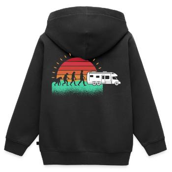 Camping-car camping-car Camping Evolution Camper - Sweat Premium à capuche zippé enfant bio - noir - Dos - AI Model Kid Male (0cm)