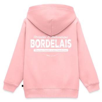 Véritable et authentique Bordelais - Sweat Premium à capuche zippé enfant bio - rose - Dos - AI Model Kid Female (0cm)