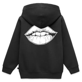 Lippen Mund Kussmund - Kinder Premium Organic Zip Hoodie - Schwarz - Hinten - AI Model Kid Male (0cm)
