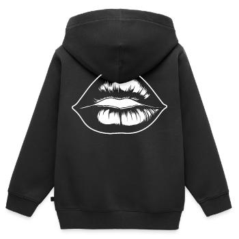 Lippen Mund Kussmund - Kinder Premium Organic Zip Hoodie - Schwarz - Hinten - AI Model Kid Male (0cm)