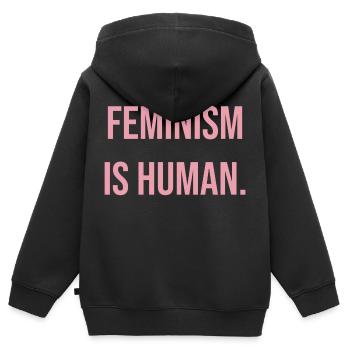 Feminism is human. Feminismus ist menschlich. - Kinder Premium Organic Zip Hoodie - Schwarz - Hinten - AI Model Kid Male (0cm)