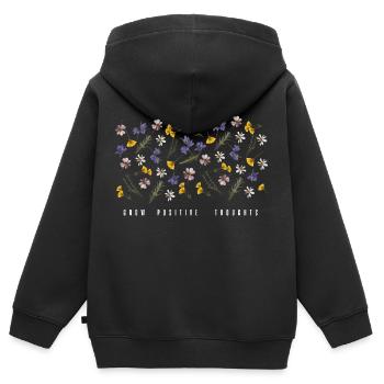 Positive Gedanken wachsen lassen - Kinder Premium Organic Zip Hoodie - Schwarz - Hinten - AI Model Kid Male (0cm)