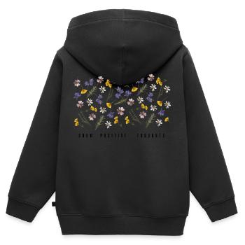 Positive Gedanken wachsen lassen - Kinder Premium Organic Zip Hoodie - Schwarz - Hinten - AI Model Kid Male (0cm)