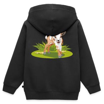 Niedliche Babyziege auf dem Rasen - Kinder Premium Organic Zip Hoodie - Schwarz - Hinten - AI Model Kid Male (0cm)
