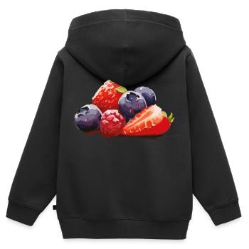 obst 2 - Kinder Premium Organic Zip Hoodie - Schwarz - Hinten - AI Model Kid Male (0cm)