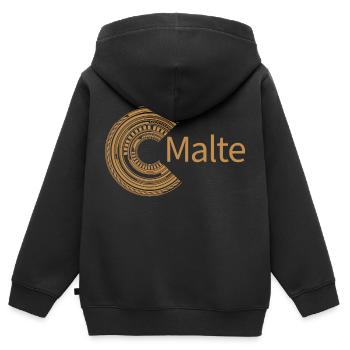 Pour Malte - Sweat Premium à capuche zippé enfant bio - noir - Dos - AI Model Kid Male (0cm)