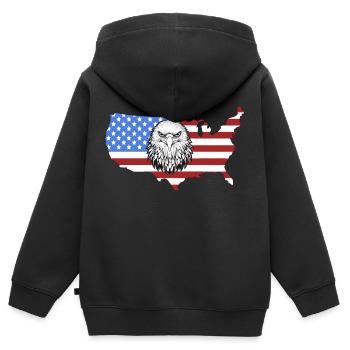 Amerikanischer Stolz - Eine patriotische Karte - Kinder Premium Organic Zip Hoodie - Schwarz - Hinten - AI Model Kid Male (0cm)