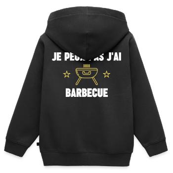 je peux pas j'ai barbecue - Sweat Premium à capuche zippé enfant bio - noir - Dos - AI Model Kid Male (0cm)