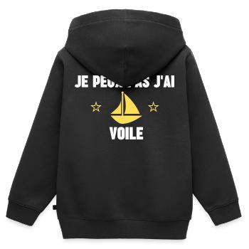 je peux pas j'ai voile - Sweat Premium à capuche zippé enfant bio - noir - Dos - AI Model Kid Male (0cm)