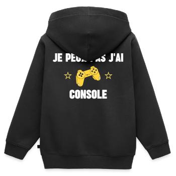 je peux pas j'ai console - Sweat Premium à capuche zippé enfant bio - noir - Dos - AI Model Kid Male (0cm)