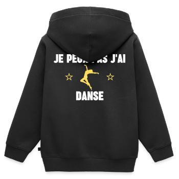 je peux pas j'ai danse - Sweat Premium à capuche zippé enfant bio - noir - Dos - AI Model Kid Male (0cm)