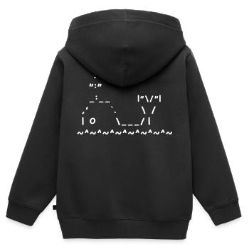 Baleine douce ASCII - Sweat Premium à capuche zippé enfant bio - noir - Dos - AI Model Kid Male (0cm)