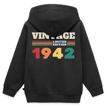 Vintage Limitierte Auflage 1942 - Kinder Premium Organic Zip Hoodie - Schwarz - Hinten - AI Model Kid Male (0cm)