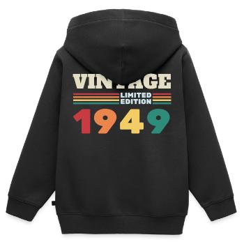 Vintage Limitierte Auflage 1949 - Kinder Premium Organic Zip Hoodie - Schwarz - Hinten - AI Model Kid Male (0cm)