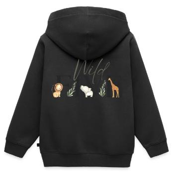 Wilder Fünfter Geburtstag Safari Zoo Motto Tiere 5 - Kinder Premium Organic Zip Hoodie - Schwarz - Hinten - AI Model Kid Male (0cm)
