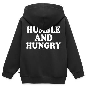 Humble and hungry - Kids Premium Organic Zip-up Hoodie - black - Back - AI Model Kid Male (0cm)