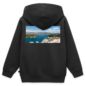 Vue panoramique Primošten Šibenik-Knin Croatie - Sweat Premium à capuche zippé enfant bio - noir - Dos - AI Model Kid Male (0cm)