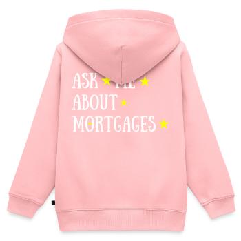 Ask Me about Mortgages + Stars - Sweat Premium à capuche zippé enfant bio - rose - Dos - AI Model Kid Female (0cm)