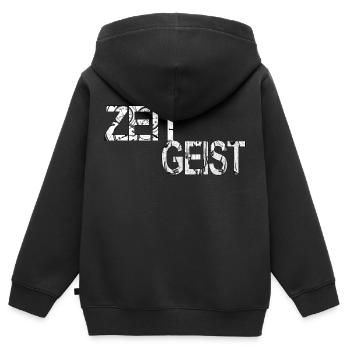 ZeitGeist - Kinder Premium Organic Zip Hoodie - Schwarz - Hinten - AI Model Kid Male (0cm)